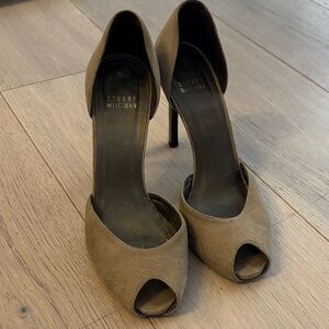 Stuart Weitzman Taupe Peep-Toe D'Orsay Heels